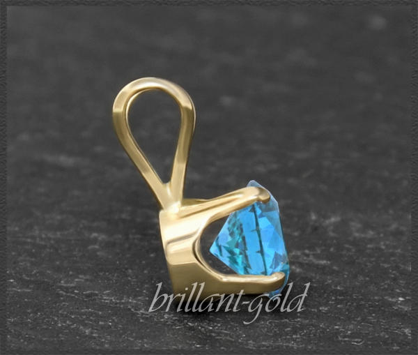 Anhänger 585 Gold aquamarin-blauer Topas 4,5,6,7mm